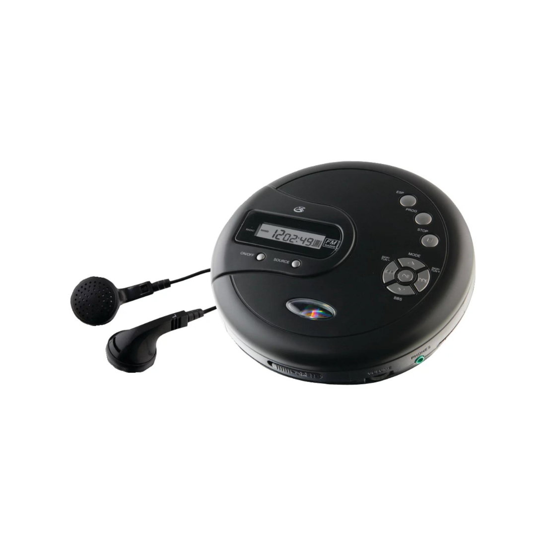 GPX PC332B Portable CD Player With Anti-Skip Protection FM Radio And Stereo Earbuds Black