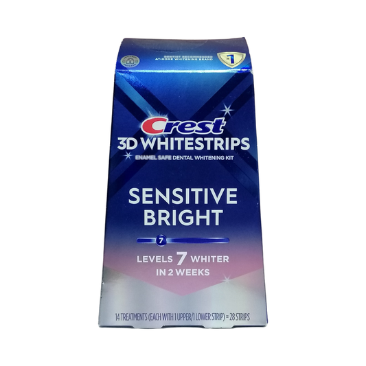 Crest 3D White Strips Dental Whitening Kit Sensitive Bright Level 7, 28 Strips
