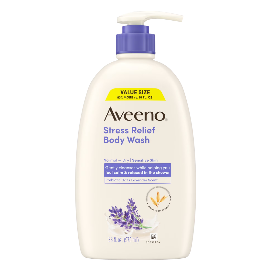 Aveeno Stress Relief Body Wash Lavender Scent, 33 oz / 975 ml