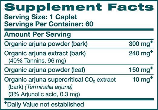Himalaya Organic Arjuna 60 Caplets for Cholesterol, Blood Pressure & Healthy Heart Function