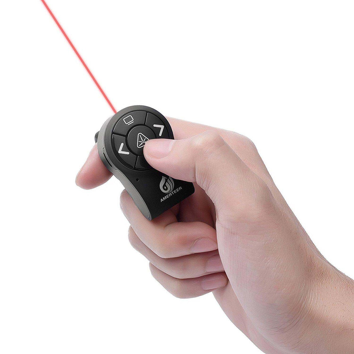 AMERTEER Wireless Presenter RF 2.4GHz Presentation Laser Pointer Finger Ring Remote Clicker Pen Rechargeable