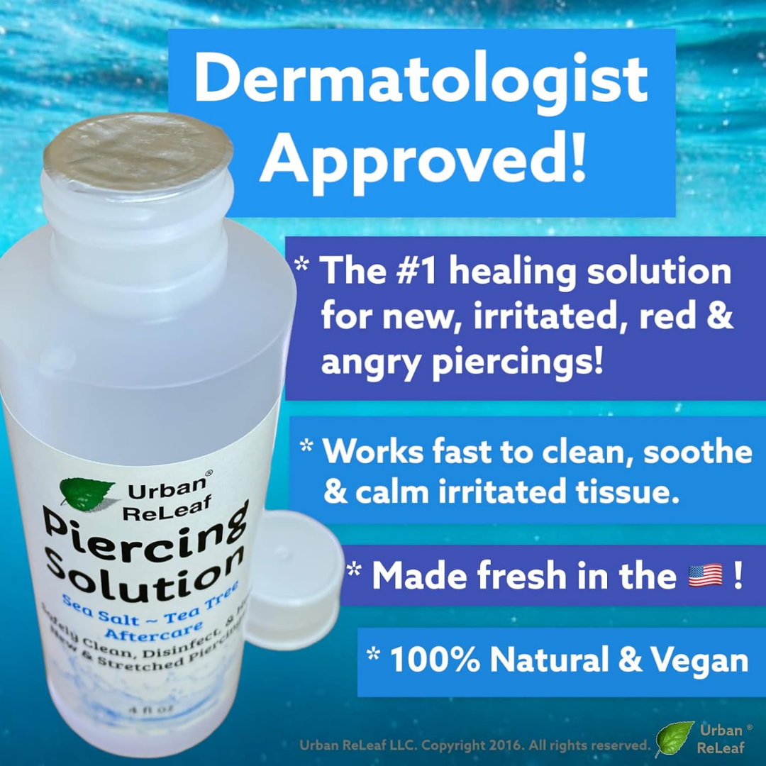 Urban Releaf Piercing Solution Soothing Sea Salt - Tea Tree After Care  4 fl oz