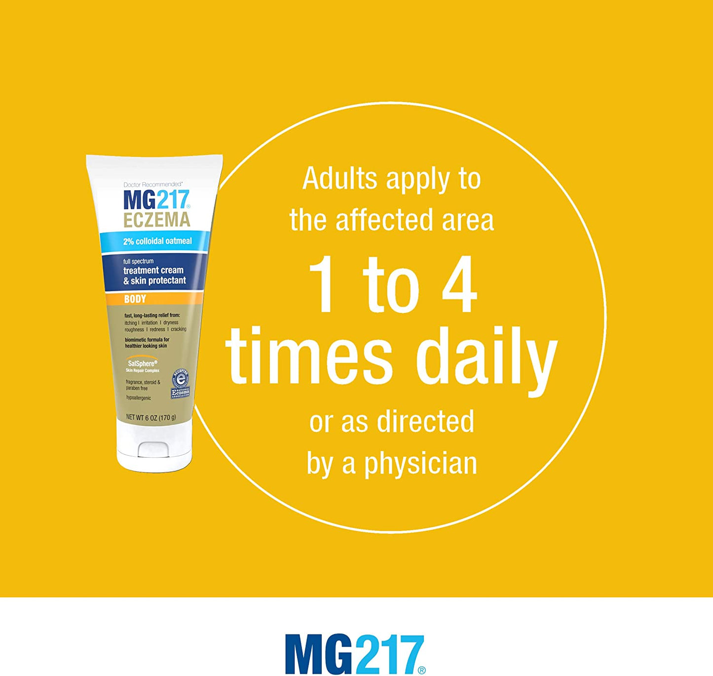 EXPIRY 2/2024 MG217 Eczema Body Treatment Cream & Skin Protectant with 2% Colloidal Oatmeal (6 oz. / 170g)