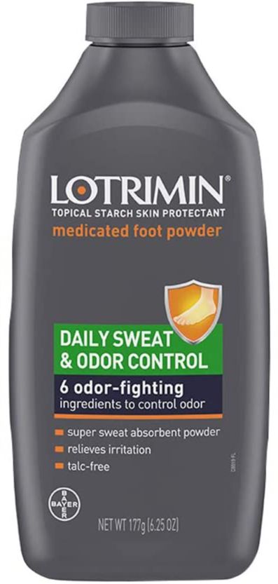 Lotrimin Daily Topical Starch Skin Protectant  Sweat & Odor Control Medicated Foot Powder 6.25 oz/177g