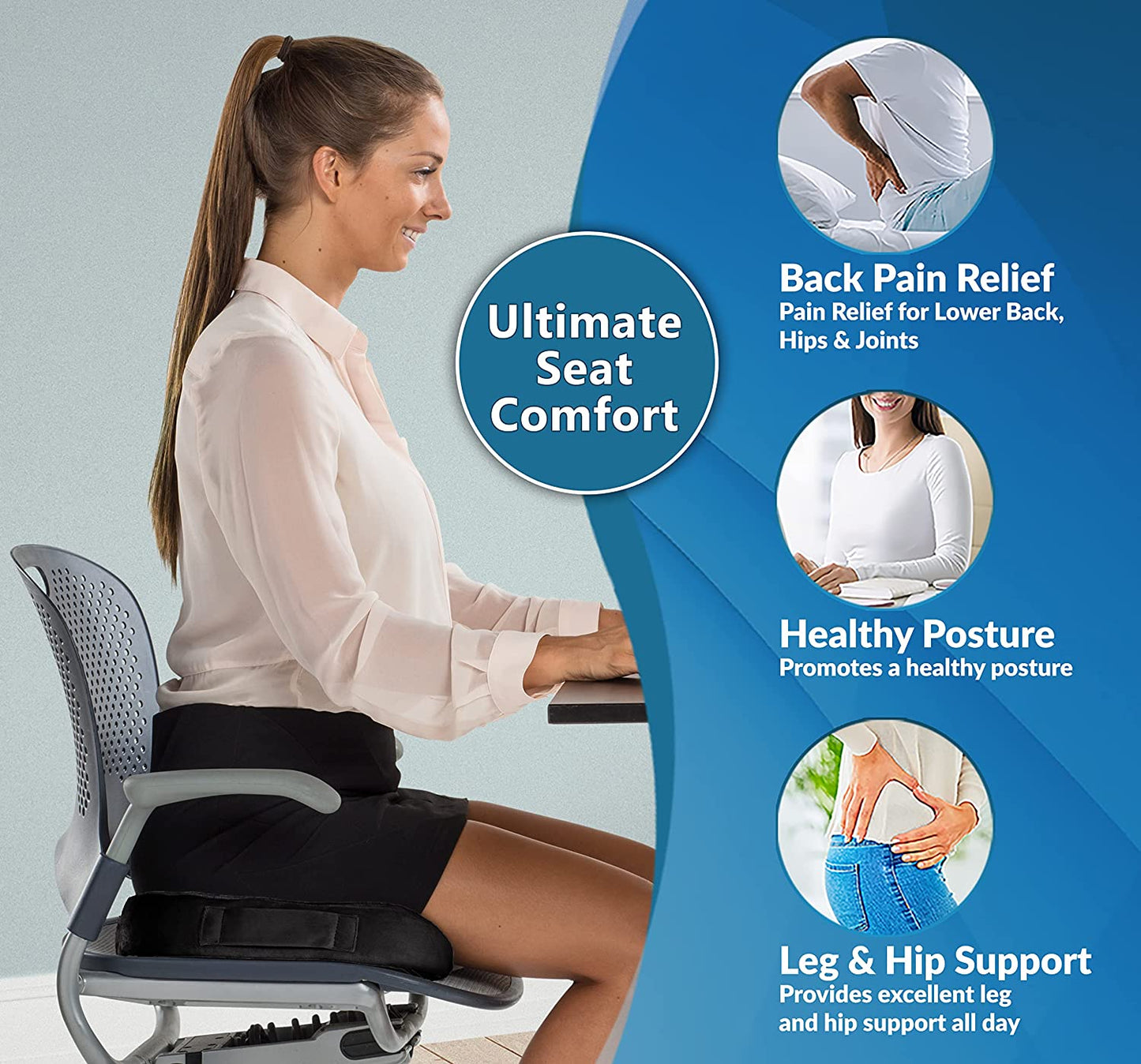 ComfiLife Gel Enhanced Seat Cushion Non-Slip Orthopedic Gel & Memory Foam Black (1 Count)