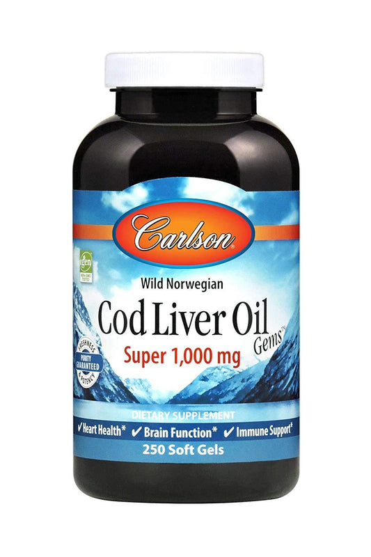 Carlson Cod Liver Oil Gems Super 1,000 mg 250 Softgels