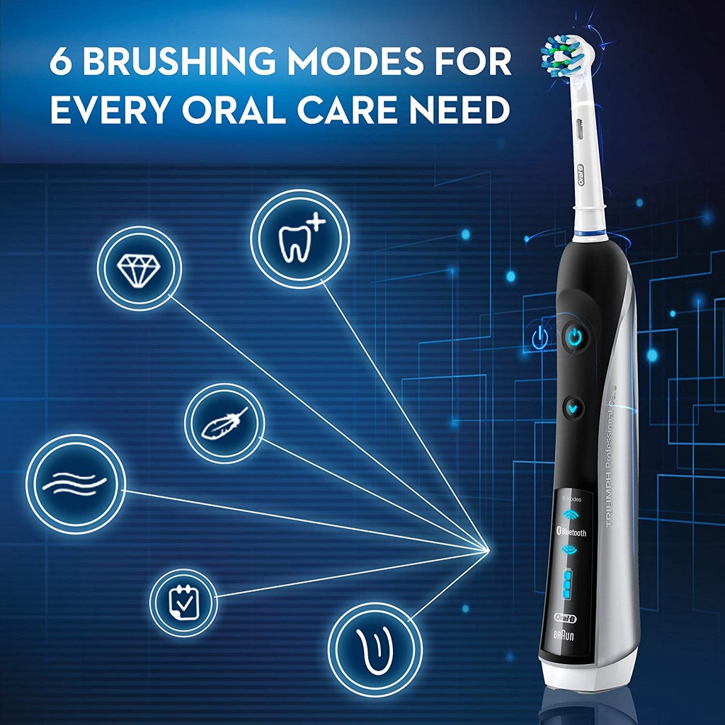 Oral-B Black 7000 SmartSeries Rechargeable Power Electric Toothbrush w 3 Replacement Brush Heads