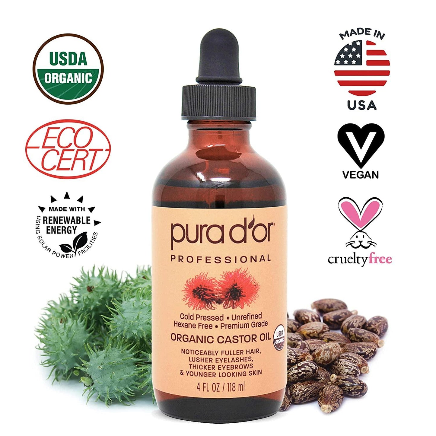 PURA D’OR Professional Organic Castor Oil 118ml