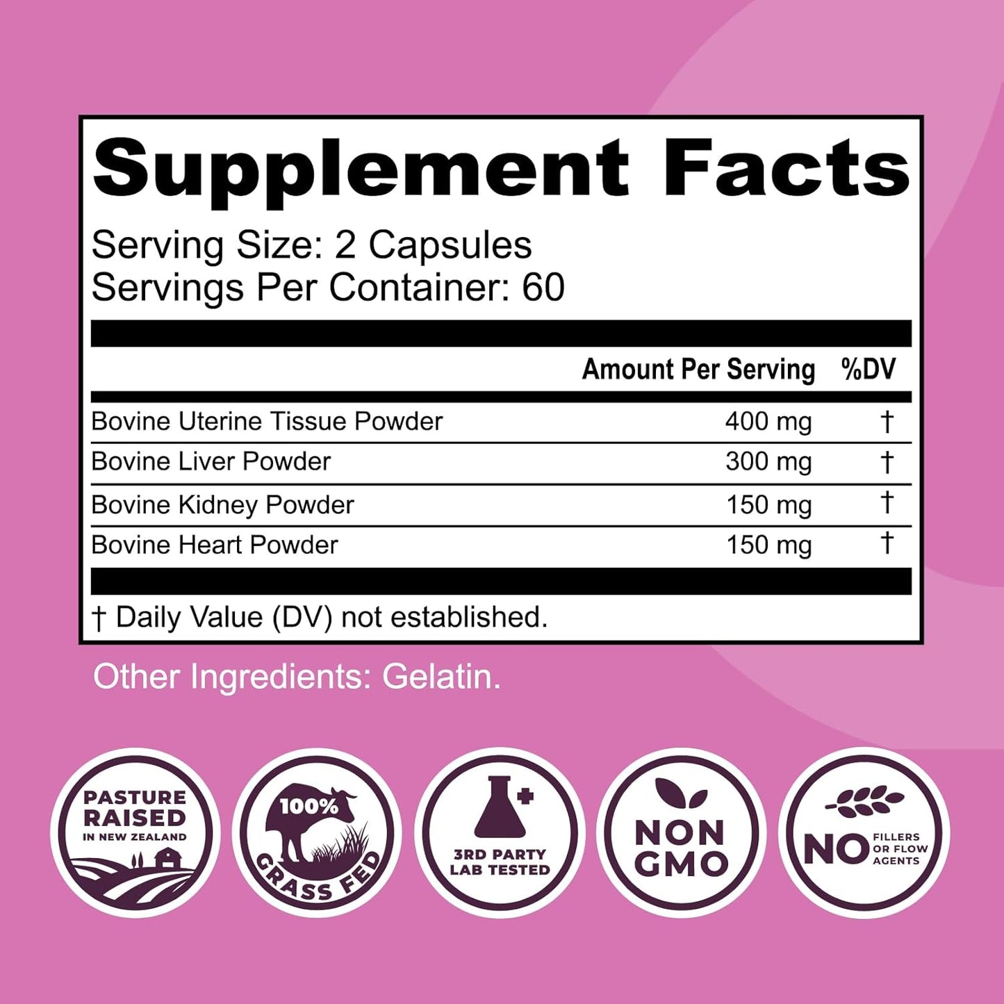 Left Coast Beef Organs Dietary Supplement for Women, 120 Capsules
