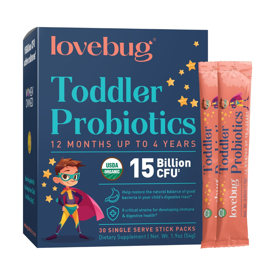Lovebug Toddler Probiotics 14 Billion CFU (30 Single Serve Stick Packs)