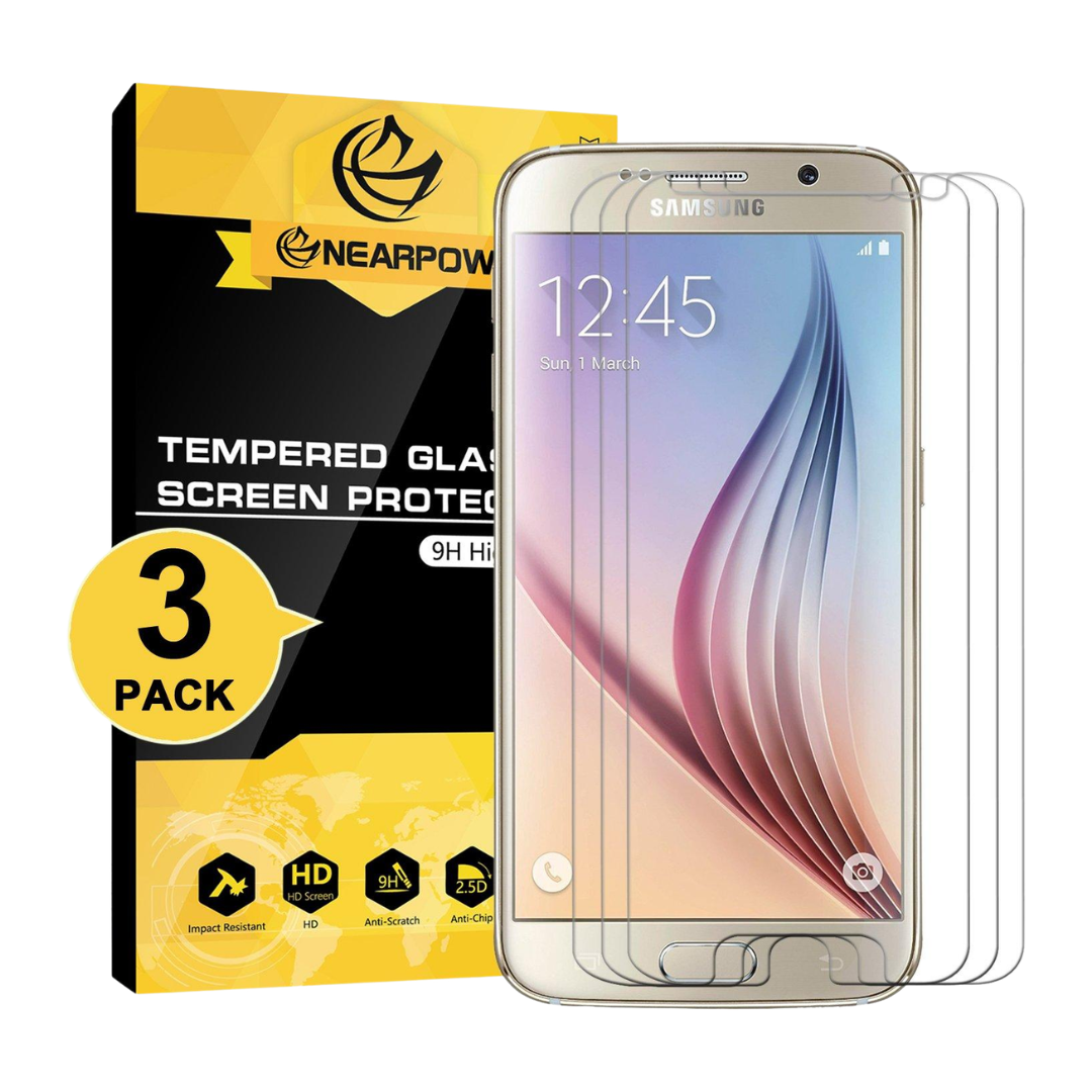 Nearpow Tempered Glass Screen Protector for Samsung Galaxy S6, Pack of 3