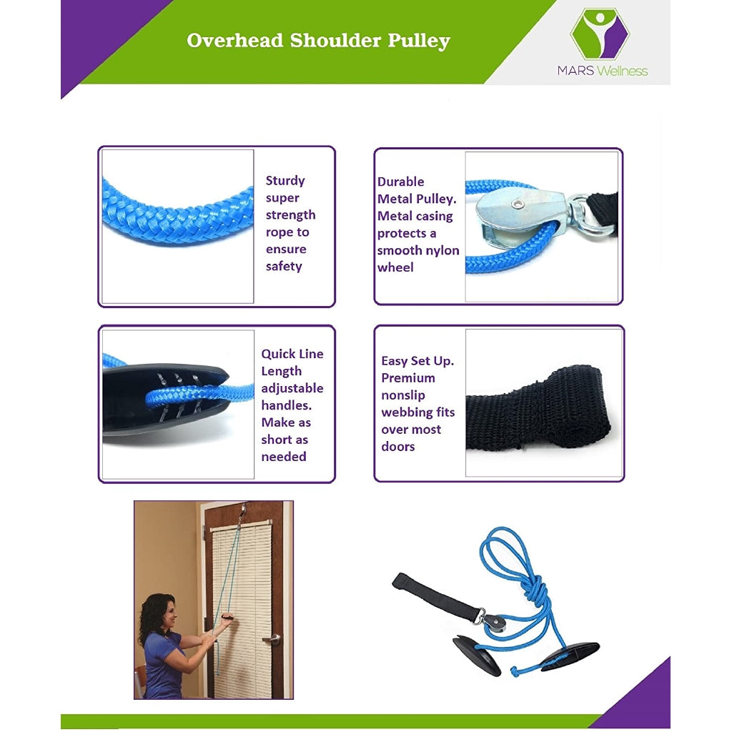 Economy Overhead Overdoor Shoulder Therapy Exercise Pulley System, Plastic Handles (Blue)