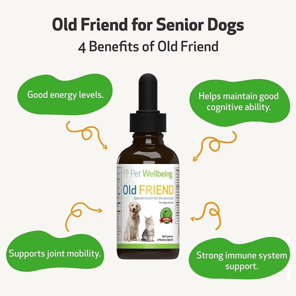 Pet Wellbeing Old Friend Optimal Health For Senior Dogs and Cats, 2 oz