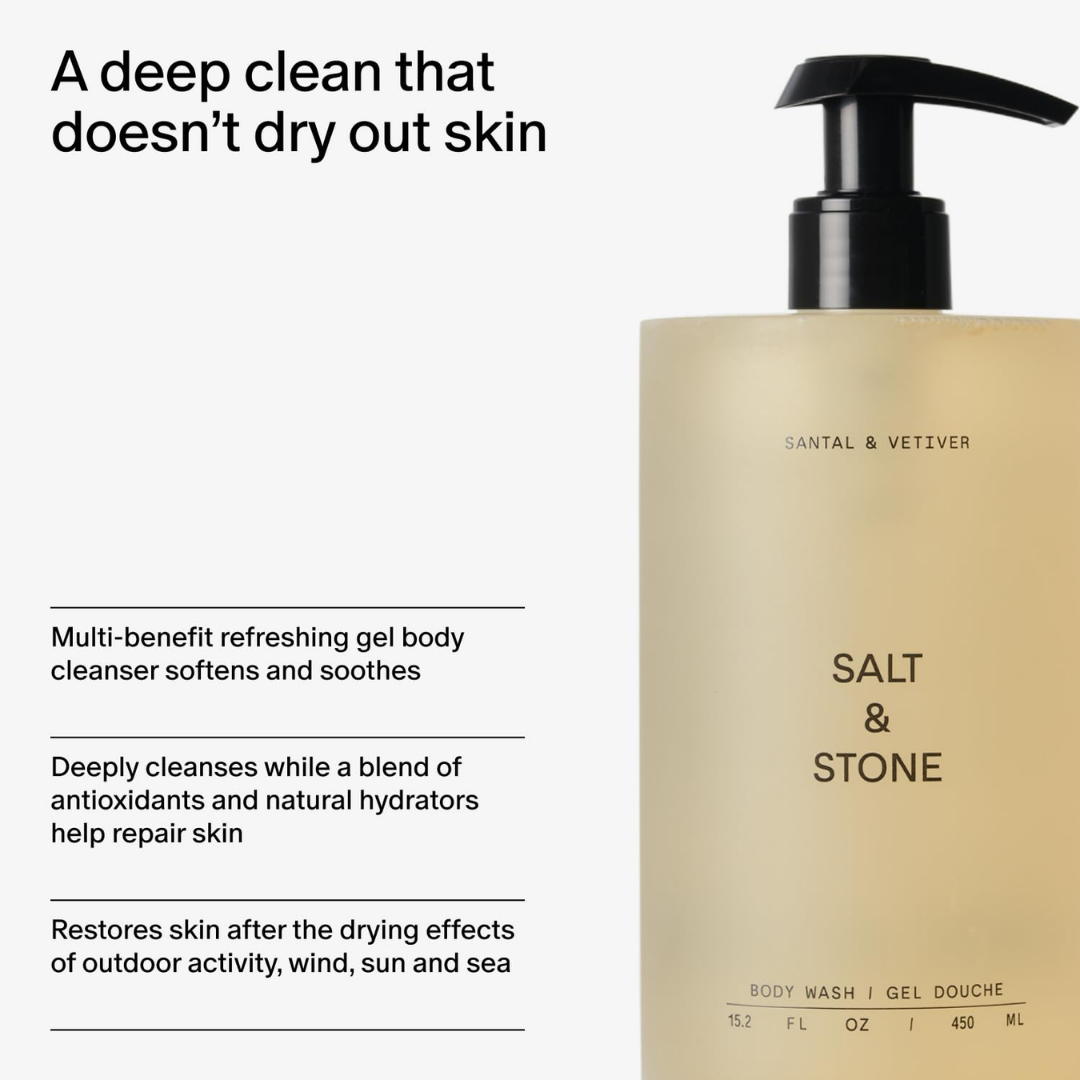 Salt & Stone Body Wash Santal & Vetiver, 15.2 oz / 450 ml