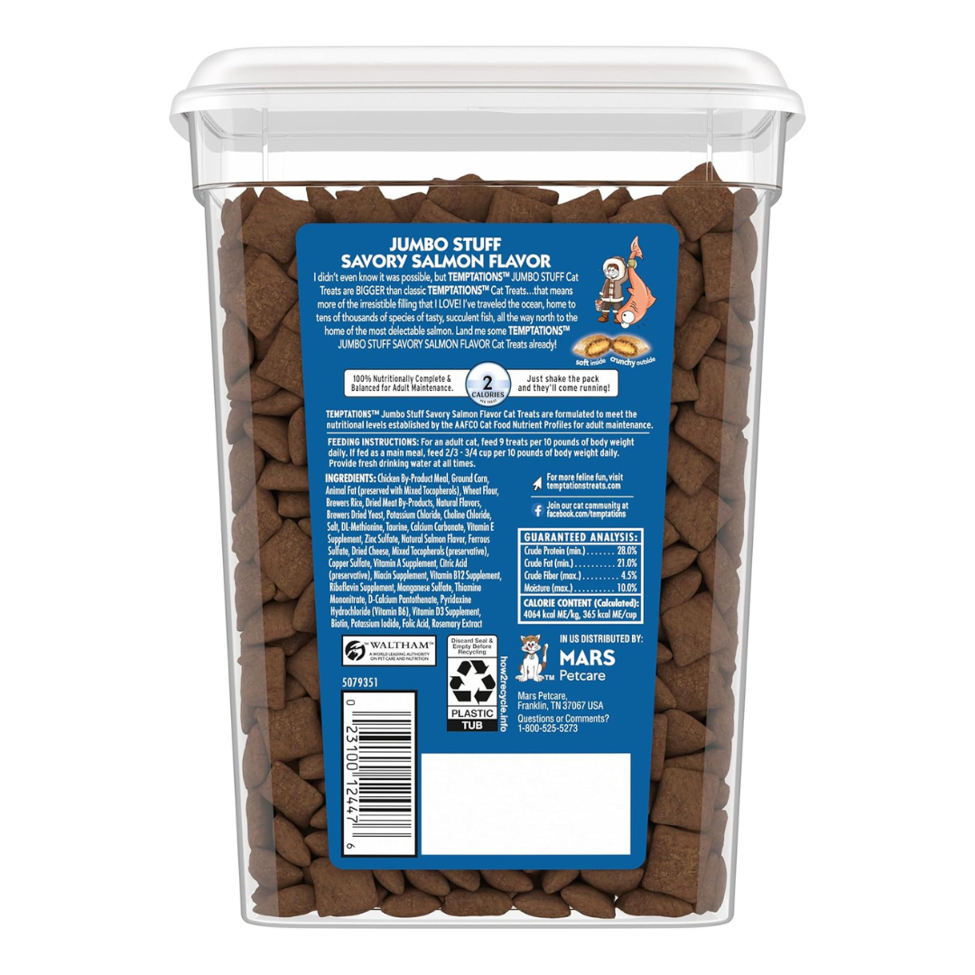 Temptations Jumbo Stuff Savory Salmon Flavor Cat Treat 14 Oz (396 g) PACKAGING MAY VARY