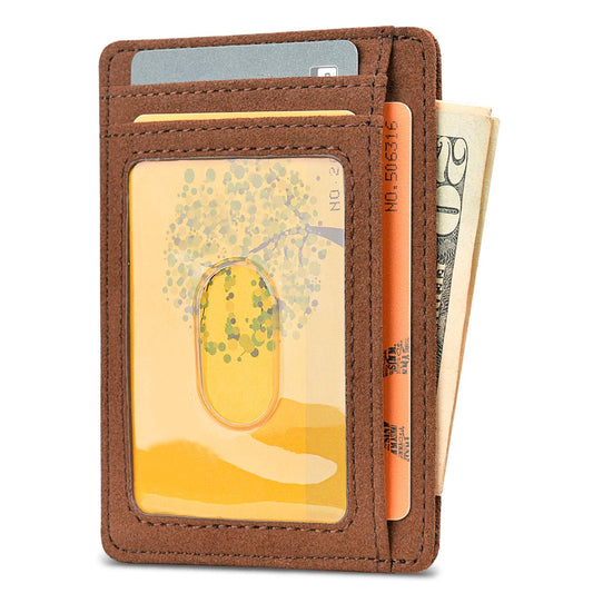 Buffway Slim Minimalist Front Pocket RFID Blocking Leather Wallets for Men Women