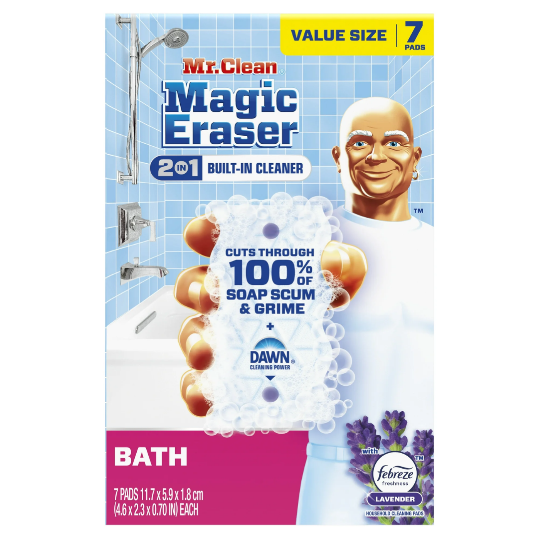 Mr. Clean Magic Eraser Sponge 2in1 Bath Built-In Cleaner Lavender Scent