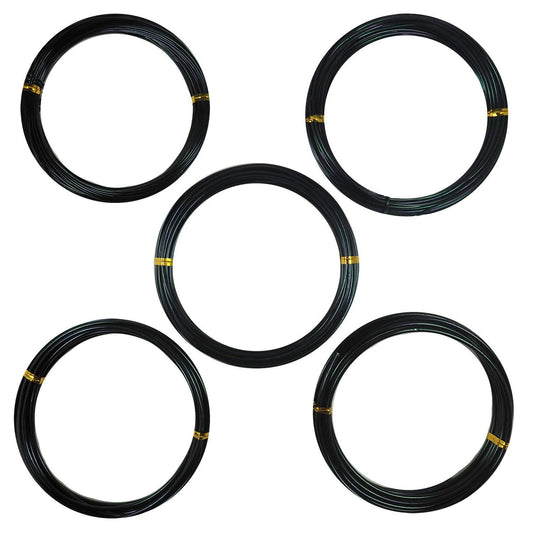 Anodized Aluminum Bonsai Training Wire 5-Size Starter Set (147 ft, Total) (5 Sizes, Black)