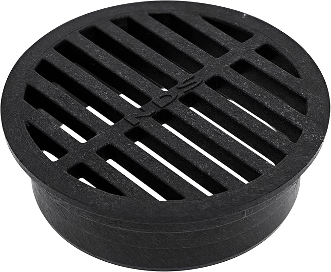 NDS Round Grate Black Plastic With 4 Inch Drain Pipes 1 pc.