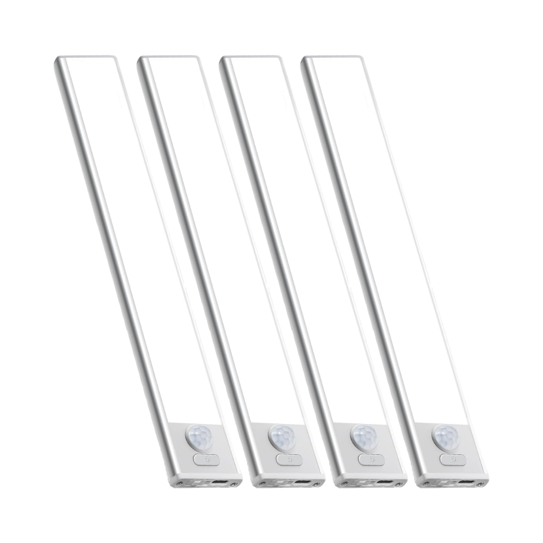 Aveva Under Cabinet Rechargeable Motion Sensor Light White 8in, 4 Pack