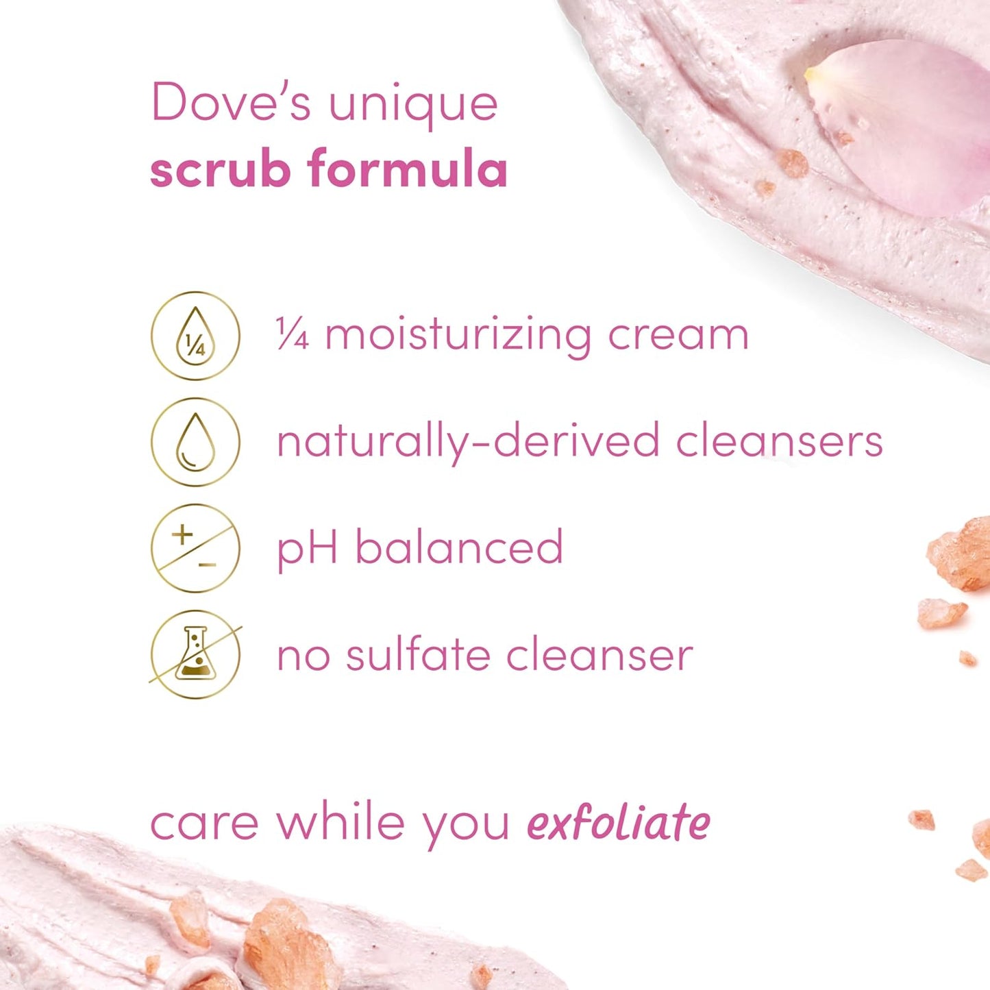 Dove Body Scrub Himalayan Salt & Rose Oil, 10.5 oz