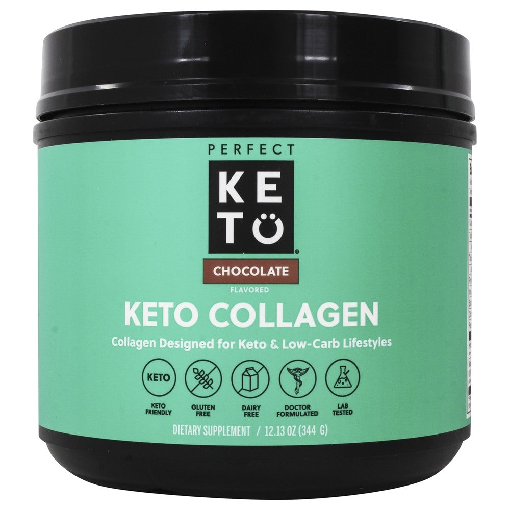 Perfect Keto Chocolate Protein Powder: Keto Collagen Peptides 12.1 oz, 343g