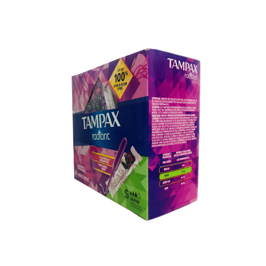 Tampax Radiant Super, Unscented, 28 Tampons