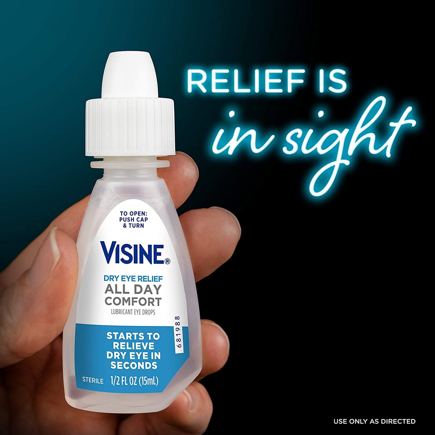 Visine Dry Eye Relief Lubricant Eye Drops Moisturizes + Soothes Dry, Gritty Eyes, 1/2 fl.oz / 15ml