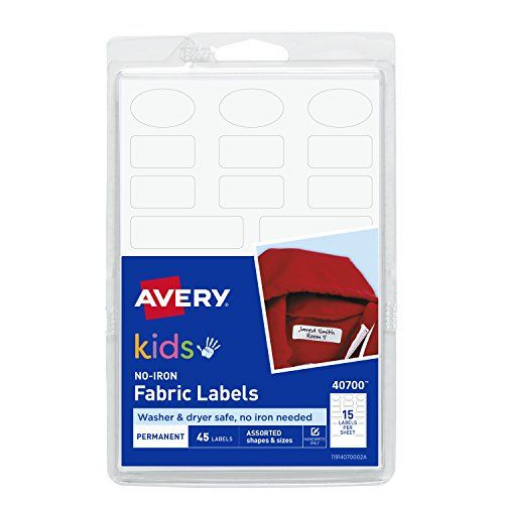 Avery No-Iron Kids Clothing Labels Washer & Dryer Safe Assorted Shapes 45 Labels PACKAGING MAY VARY