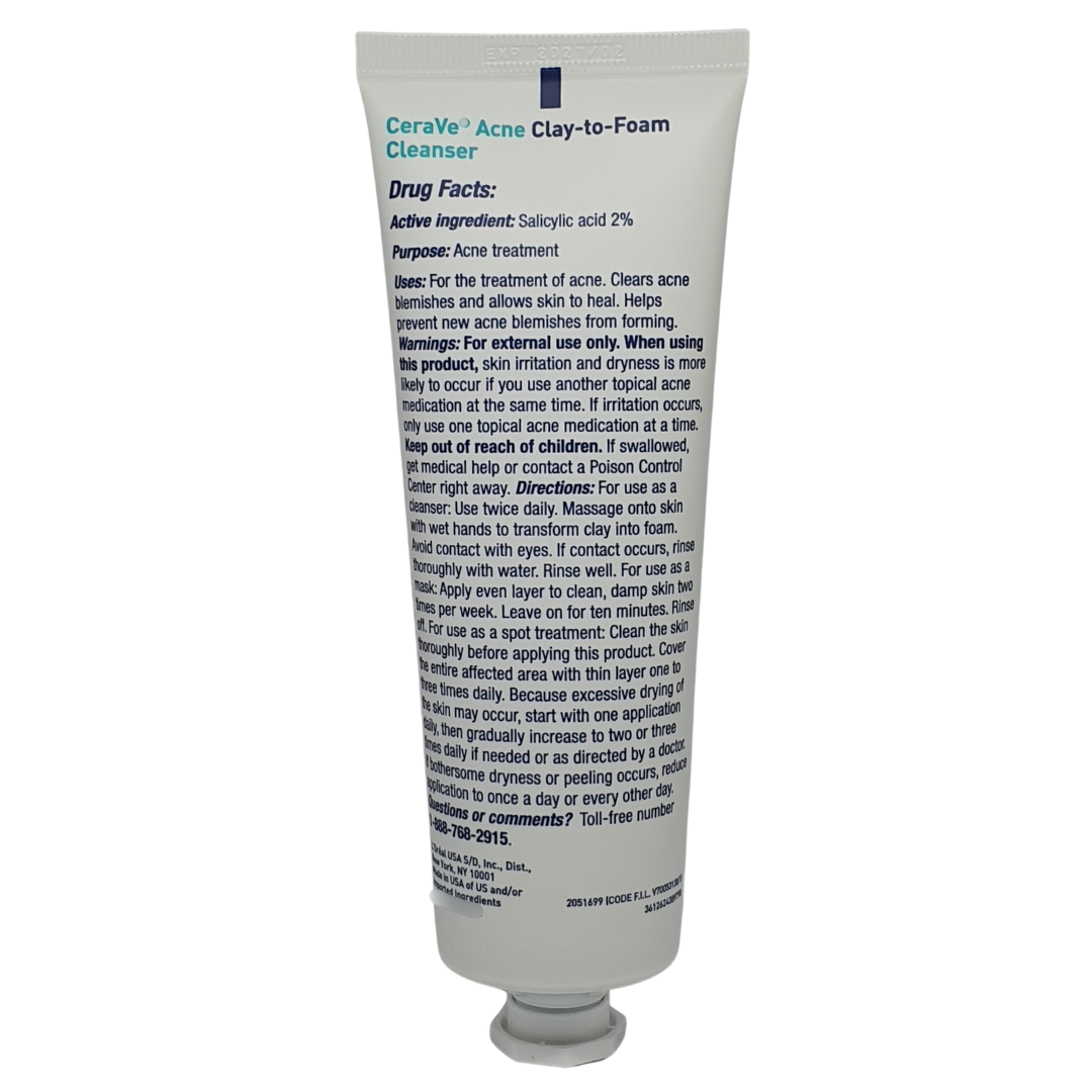 CeraVe Acne Clay-to-Foam Cleanser, 4 oz / 118 ml