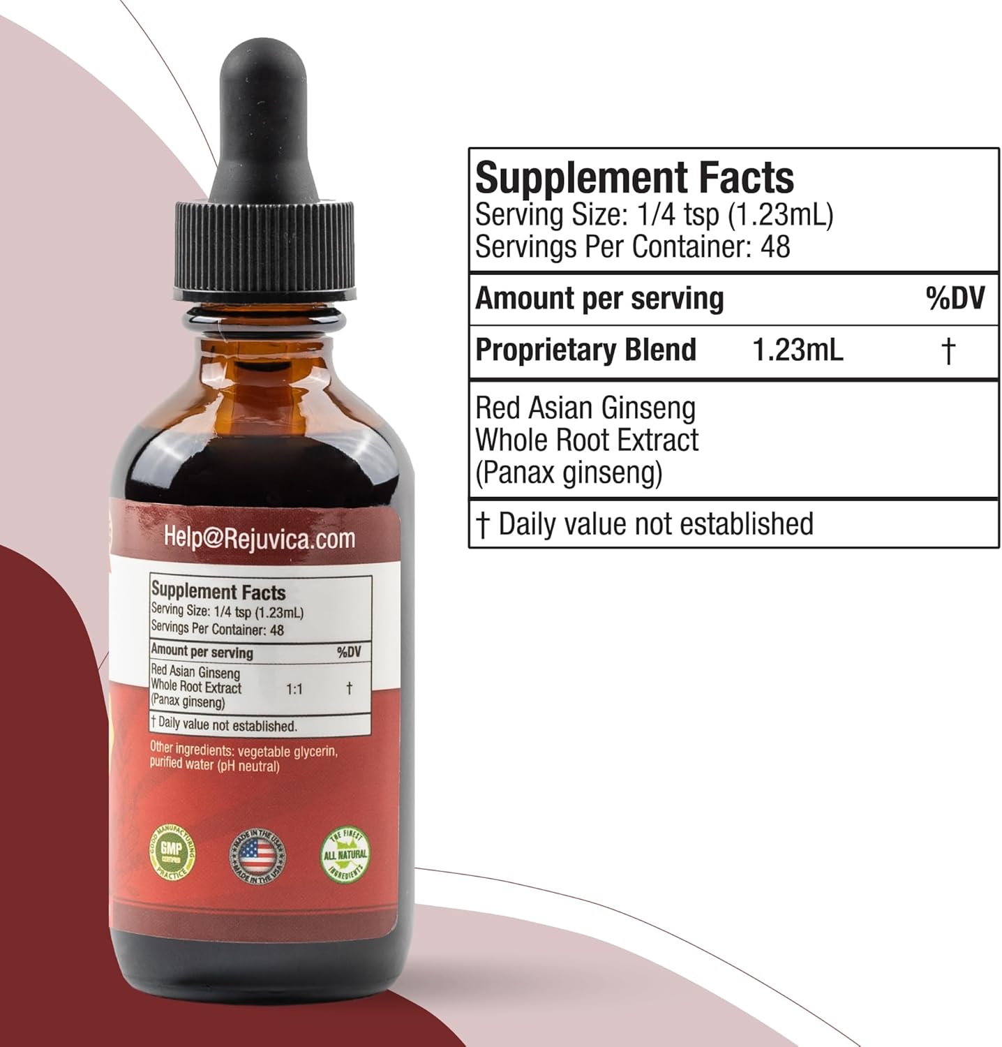 Rejuvica Health Active Ginseng Liquid Herbal Formula Supplement 2 fl oz / 59ml