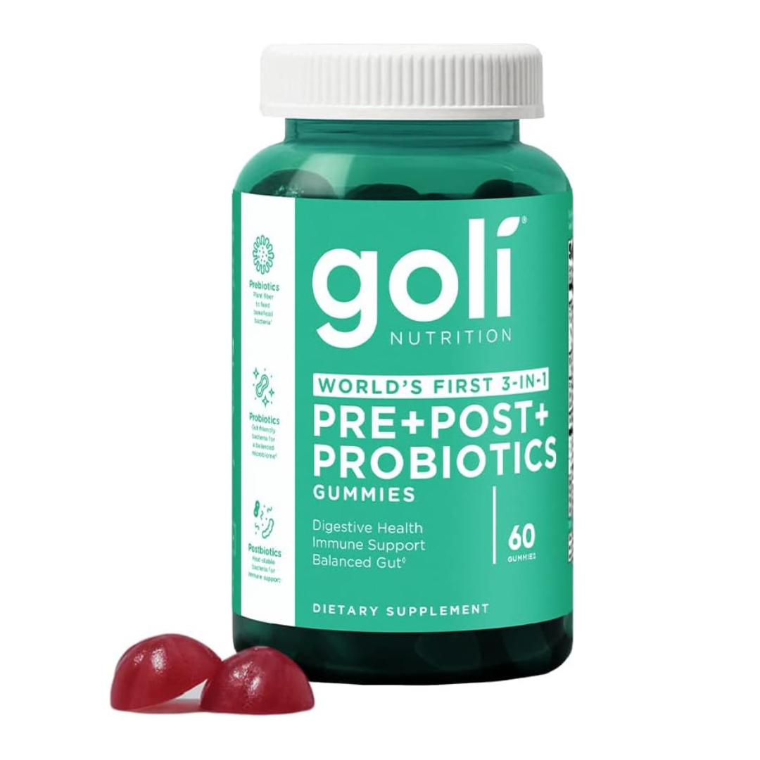 Goli Nutrition World's First 3 In 1 Prebiotics Postbiotics Probiotics Digestive Health 60 Gummies