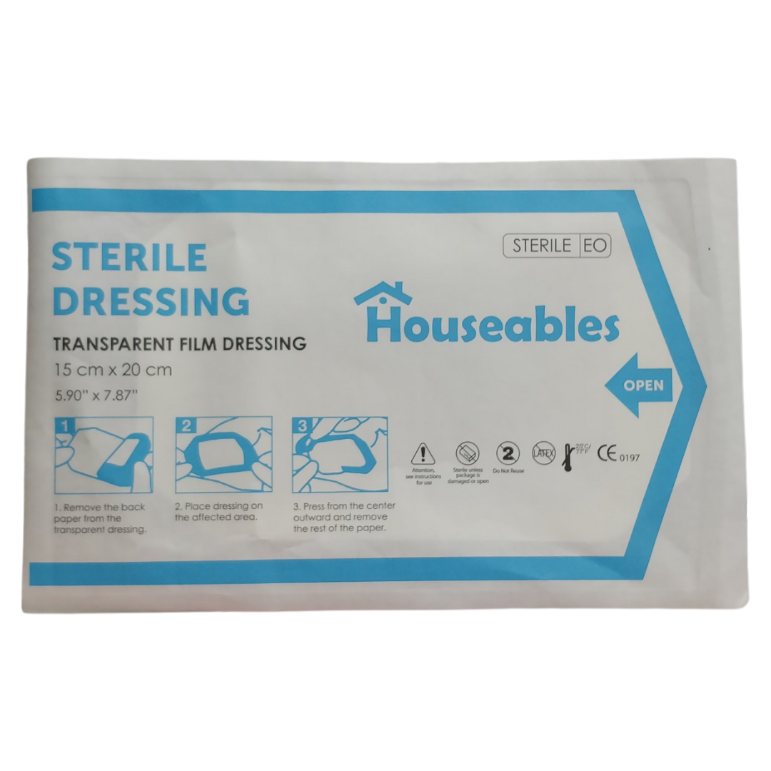 Houseables Transparent Sterile Film Dressing, 15 cm x 20 cm