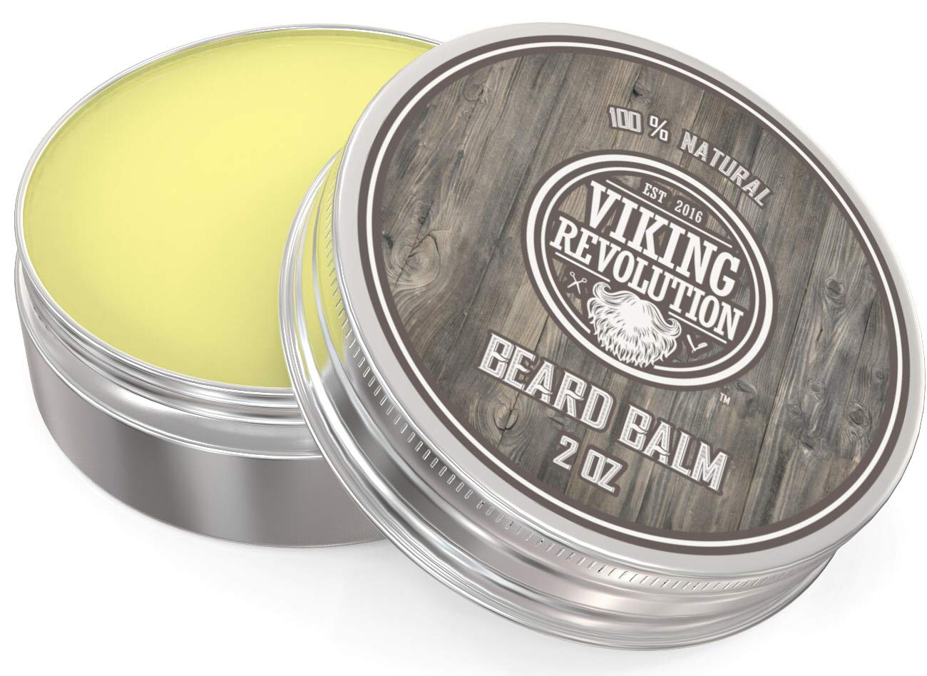 Viking Revolution Beard Balm with Argan Oil & Mango Butter, Citrus Scent Leave-In Conditioner Wax, 2 oz.