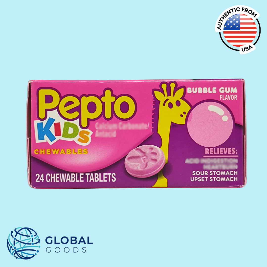 Pepto Kids Upset Stomach Reliever, Bubble Gum Flavor, 24 Chewable Tablets