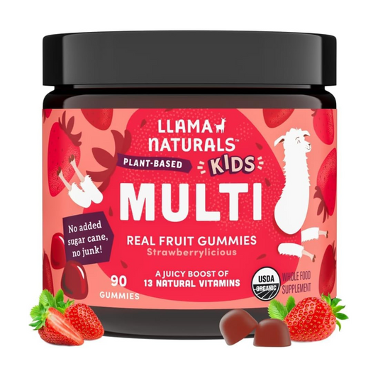 Llama Naturals Kids Multi Real Fruit Gummies Strawberrylicious Supplement 90 Count