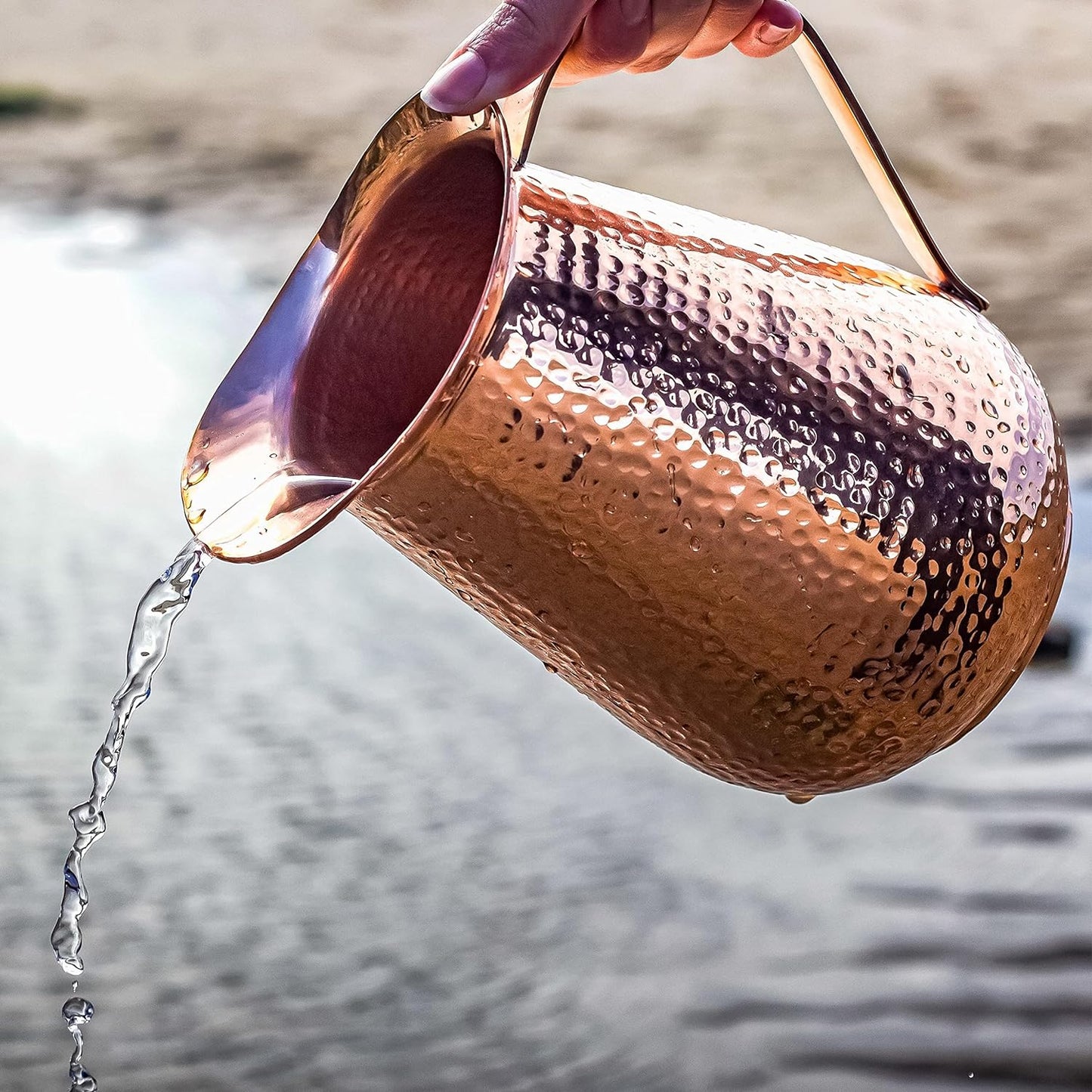 Copper Pitcher With Lid Pure Copper Handmade Hammered Jug 68 Oz