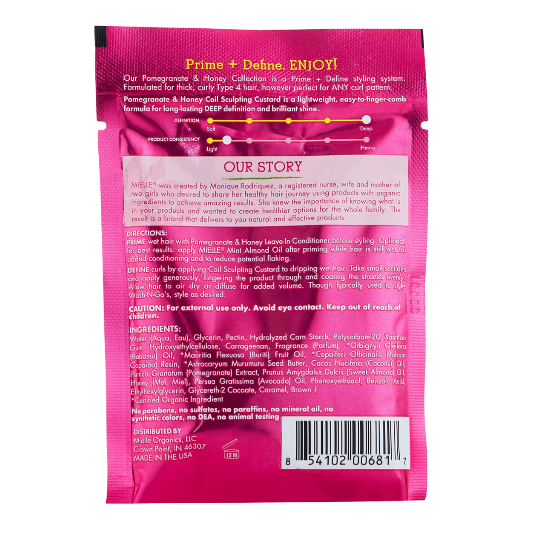 Mielle Pomegranate And Honey Coil Sculpting Custard Enhances Curly Hairs, 1.75 oz / 50g