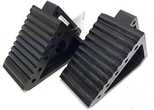 MAXXHAUL 70472 Solid Rubber Heavy Duty Black Wheel Chock 8" x 4" x 6" (2 Pack)