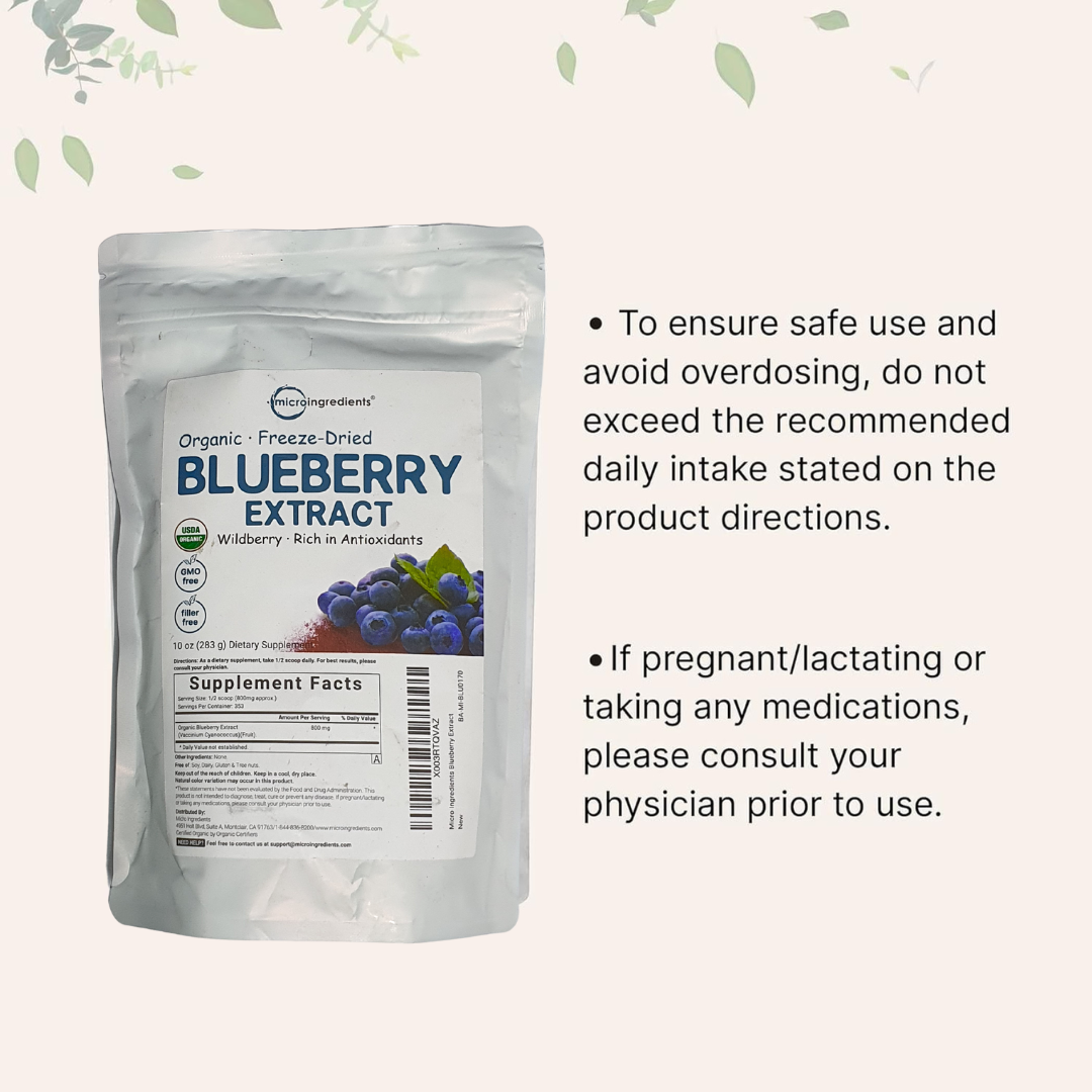 Microingredients Organic Freeze Dried Blueberry Extract Wildberry Supplement 10 oz / 283g