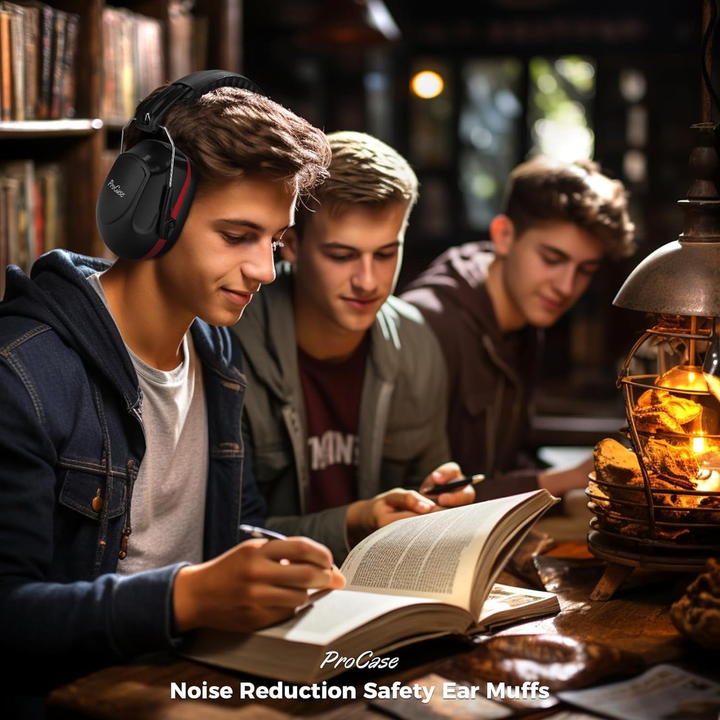 ProCase Noise Reduction Safety Ear Muffs, NRR 28 dB Hearing Protection for Adults And Kids, Red (NO BOX)