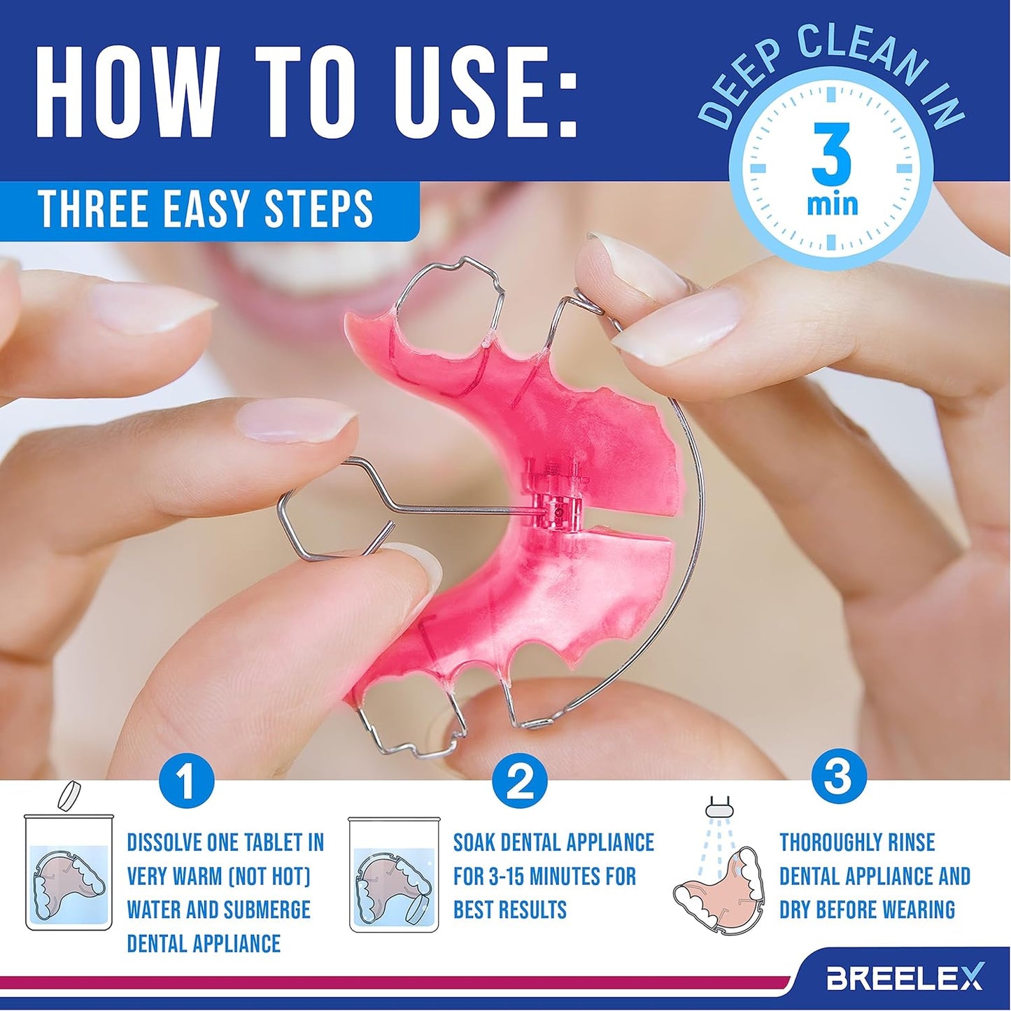 Breelex Denture Cleaning Tablets Deep Micro-Cleansing, 6 Tablets