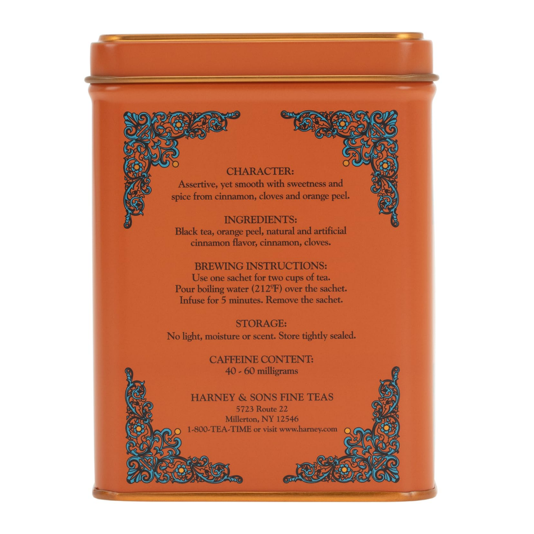 Harney & Sons Hot Cinnamon Sunset Black Tea with Spices 20 Sachets, 1.4 oz / 40 g