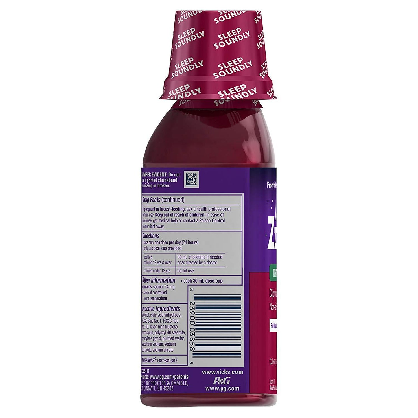 Vicks ZzzQuil Nighttime Sleep Aid Calming Vanilla Cherry Liquid 354ml (1 Count)