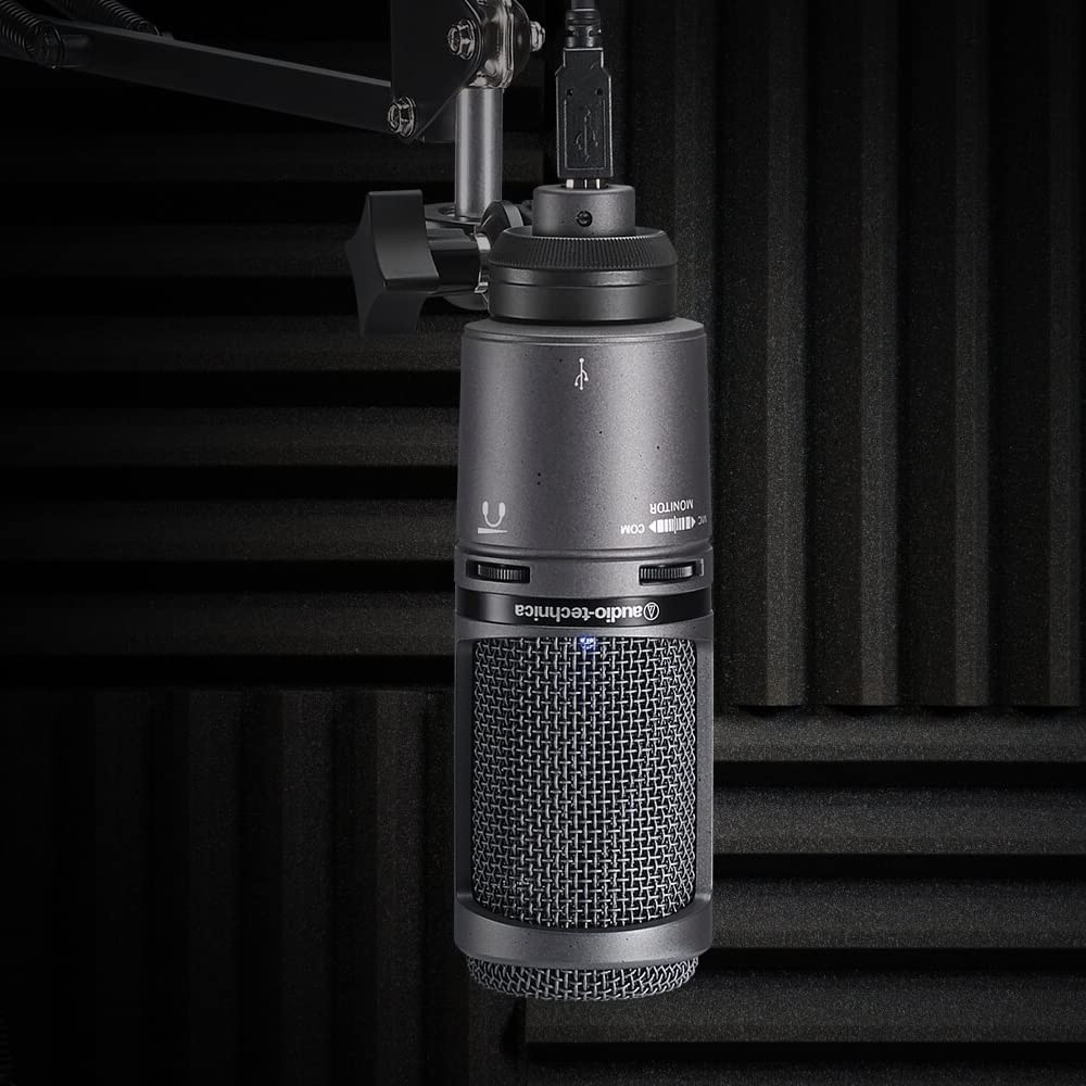 Audio Technica AT2020USB Cardioid Condenser Microphone Perfect for Content Creators (Black)