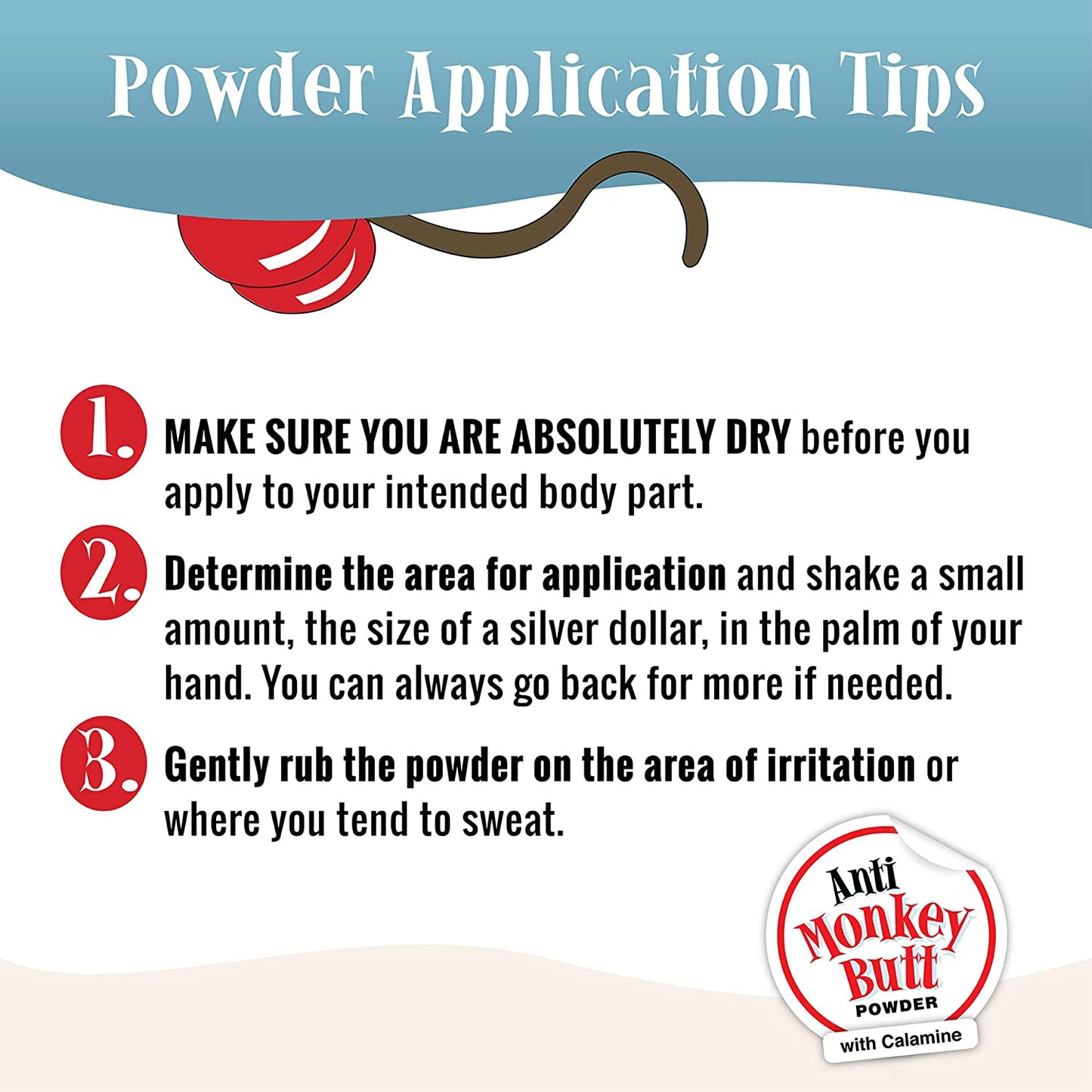 Lady Anti Monkey Butt Anti Friction Powder with Calamine, 6 oz. / 170g