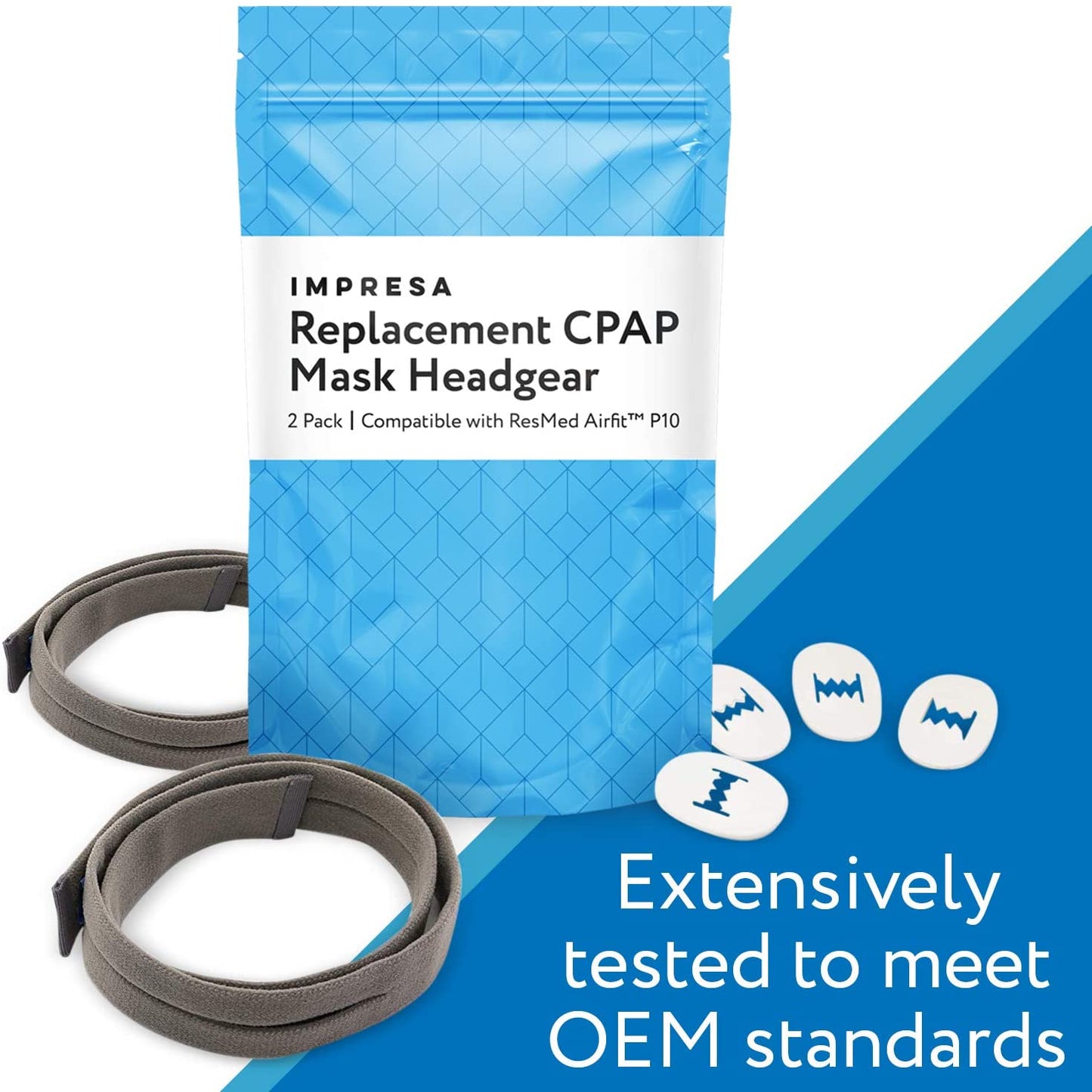 Impresa Replacement CPAP Mask Headgear Compatible with ResMed AirFit P10, 2 Pack