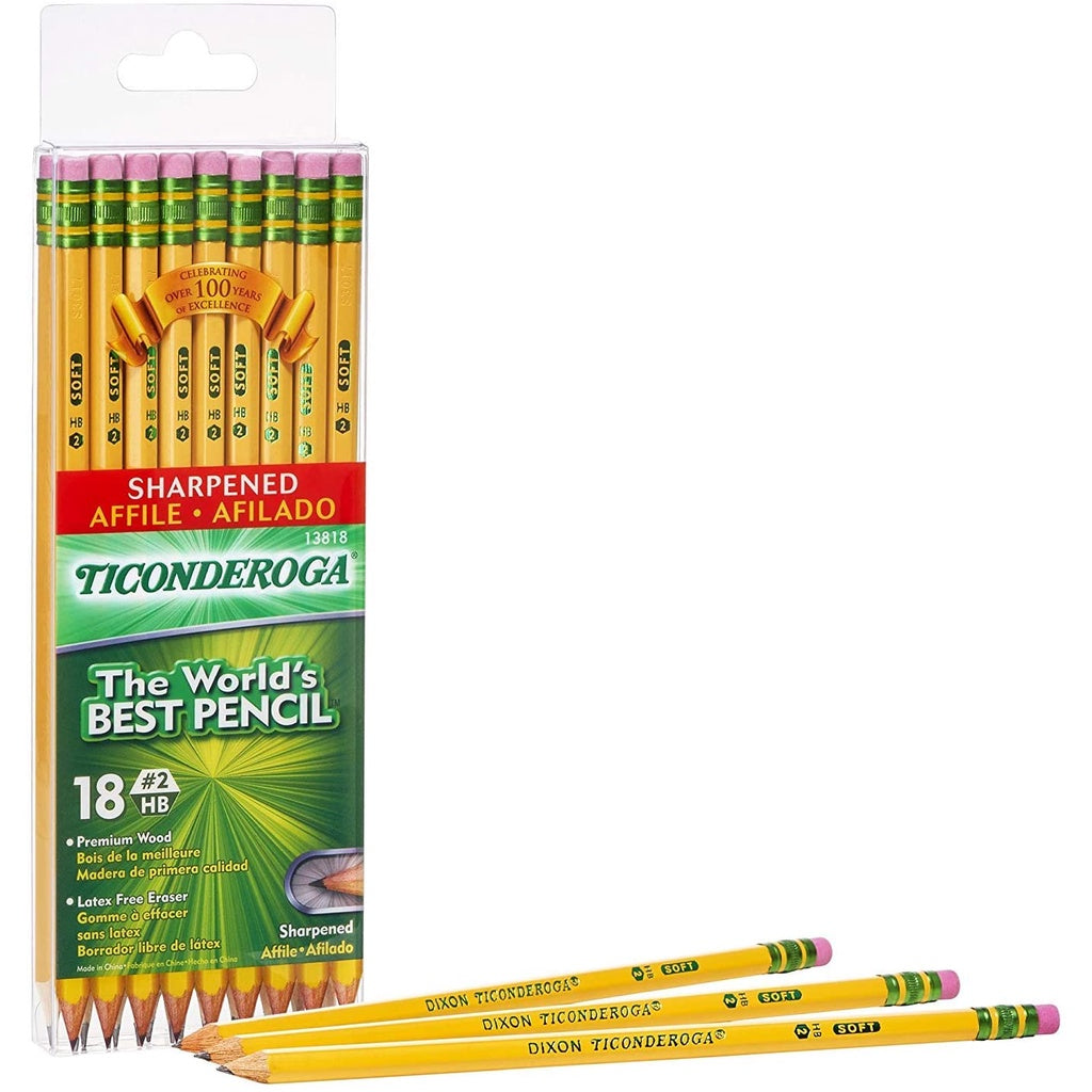 TICONDEROGA Sharpened Pencils Graphite #2 HB Soft, Pack of 18