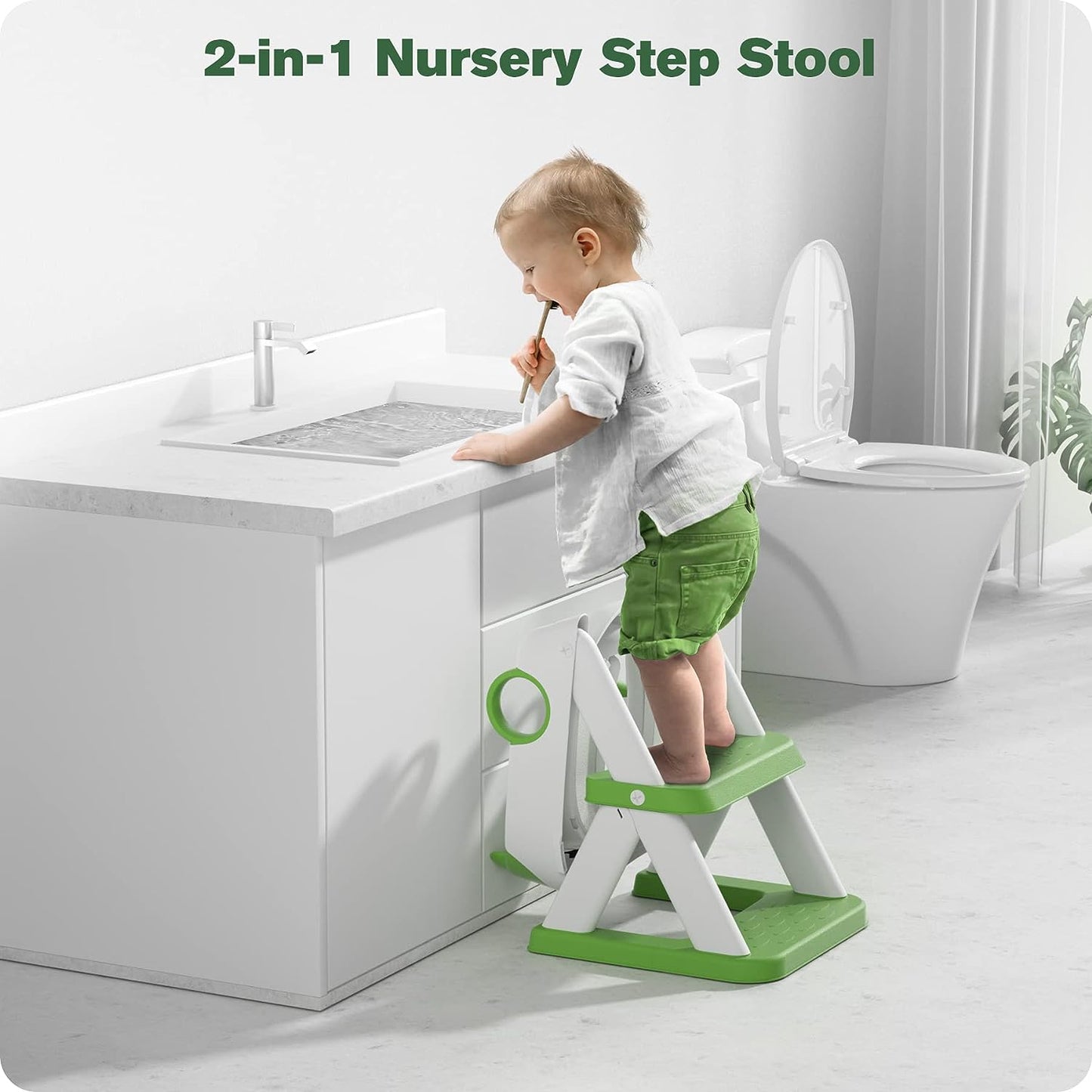 Potty Training Seat with Ladder For Kids (Green)