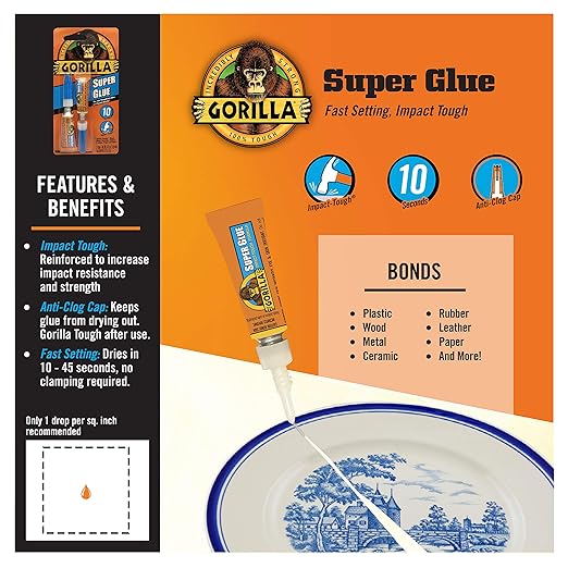 Gorilla Heavy Duty Super Glue, 4 Tubes 3 g / 0.11 oz